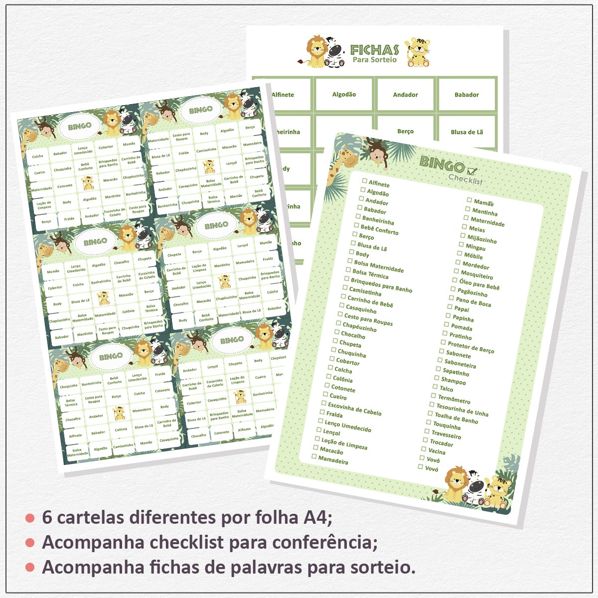 60 Cartelas Baby Bingo De Chá Revelação - Arquivo Pdf