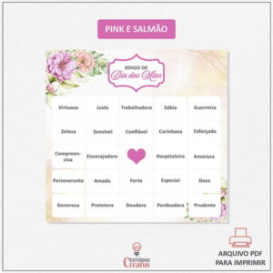 Bingo de Dia das Mães - Pink e Salmão